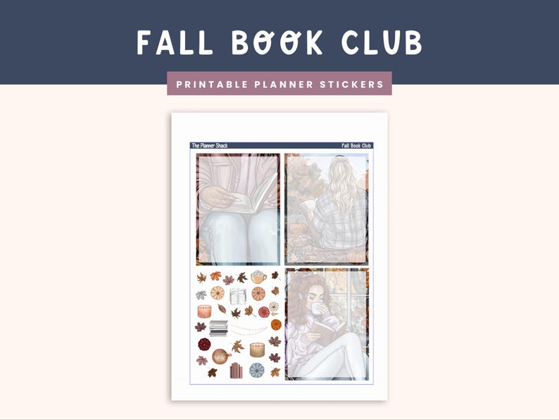 Duo quotidien imprimable 7 x 9 semaines | Club de lecture d'automne | Hebdomadaire d'automne | Stickers agenda imprimables | Duo quotidien à imprimer | Livres | Lecture image 5