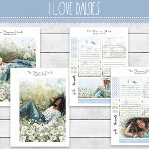 Printable I Love Daisies Dashboard | Notes Pages | Erin Condren | 7 x 9&quot; Planners | Printable Planner Stickers | Daisy | Summer