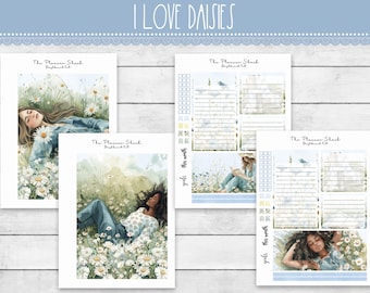 Printable I Love Daisies Dashboard | Notes Pages | Erin Condren | 7 x 9" Planners | Printable Planner Stickers | Daisy | Summer