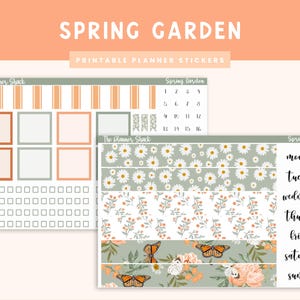 Imprimable A5 QUOTIDIEN DUO hebdomadaire | Jardin de printemps | Printemps | Pâques | Stickers agenda imprimables | Stickers imprimables | Duo quotidien A5