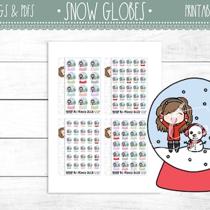 Handgezeichnete Schneekugel Gigi Girls | Exklusiv | Druckbare Planner Sticker | Planer Printables | Schnee Tag | Winter | Planer Mädchen | DIY
