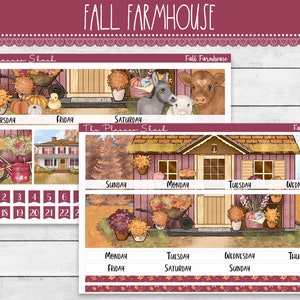Mensuel à la ferme d'automne | Erin Condren | A5 large | Mensuel d'automne | Ferme | Stickers agenda imprimables | Stickers imprimables | Affichage mensuel