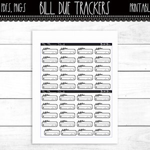 Bill Due Tracker | Vertikal | Erin Condren | Happy Planner | Druckbare Planer Aufkleber | Druckbare Aufkleber | Dateien schneiden | Funktionstüchtig