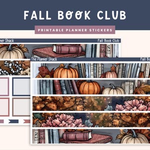 Duo quotidien imprimable 7 x 9 semaines | Club de lecture d'automne | Hebdomadaire d'automne | Stickers agenda imprimables | Duo quotidien à imprimer | Livres | Lecture image 1