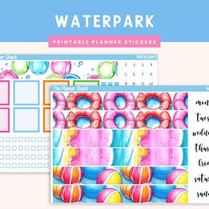 Printable A5 DAILY DUO Weekly | Waterpark | Summer | Summer Fun | Pool Day | Printable Planner Stickers | Waterpark Weekly | A5 Daily Duo