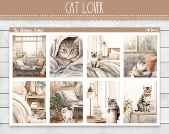 Printable Cat Lover Weekly | Erin Condren | Vertical Weekly | Cat Weekly | Kittens | Printable Planner Stickers | Printable Weekly