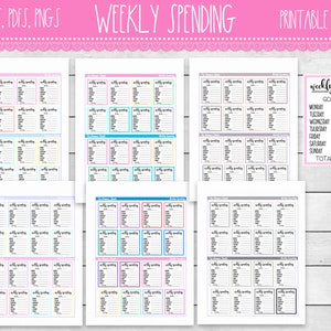 Rastreadores de gastos semanales IMPRIMIBLES / Gastos semanales / Rastreadores de gastos / Pegatinas funcionales / Erin Condren / Planificador feliz / Funcional