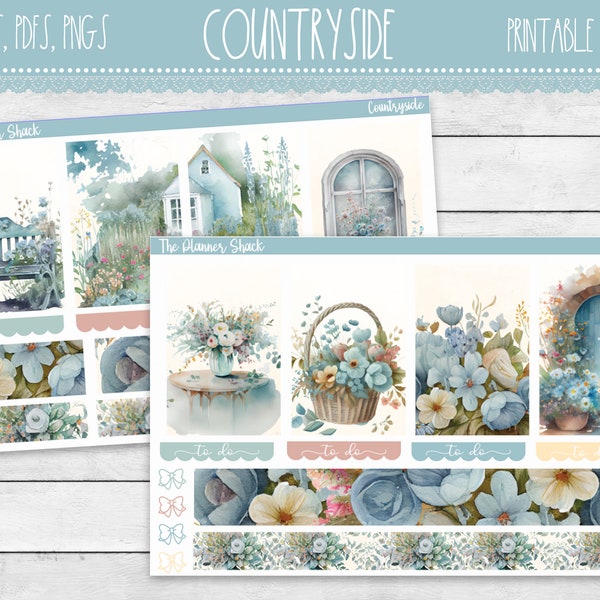 Printable Countryside Weekly | Happy Planner | Floral Weekly | Spring Weekly | Printable Planner Stickers | Printable Sticker | Weekly