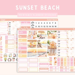 Printable Hobonichi WEEKS Weekly | Sunset Beach | Beach Weekly| Printable Planner Stickers | Hobonichi Weeks Printable | Summer | Beach