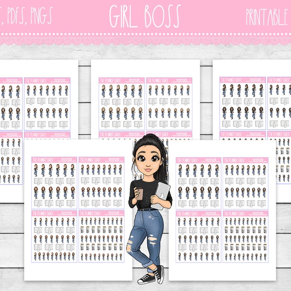 Printable Girl Boss Planner Stickers | Girl Boss | Boss Babe | Boss Babe Fashion Girls | Printable Planner Stickers | Printable Stickers