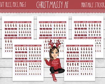 Printable Christmassy AF Planner Stickers | Holidays | Christmas Fashion Girls | Printable Planner Stickers | Printable Sticker | Functional