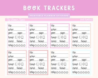 PRINTABLE Book Trackers | Book Trackers | Functional Stickers | Erin Condren | Happy Planner | Vertical Planners | Weekly Book Trackers