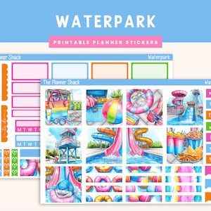 Printable Hobonichi COUSIN Weekly | Waterpark | Summer | Printable Planner Stickers | Printable Sticker | Weekly Printable | Summer Fun