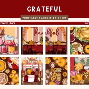 Printable Grateful Weekly | Erin Condren | Vertical Weekly | Thanksgiving | Fall | Thanksgiving Weekly | Printable Stickers | Fall Glam