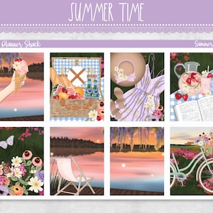 Horario de verano imprimible semanal / Erin Condren / Horario vertical semanal / Verano / Horario de verano semanal / Pegatinas imprimibles para planificador / Horario imprimible semanal