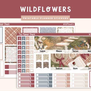 Maandelijks afdrukbare wilde bloemen A5 | A5-maandelijks | Zomer | Herfst | Maandelijks augustus | Maandelijks | Afdrukbare plannerstickers | Afdrukbare stickers