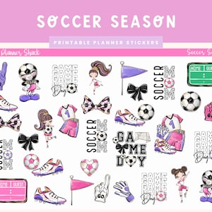 Printable Soccer Season Stickers | Soccer | Game Day | Soccer Game | Soccer Deco | Printable Planner Stickers | Printable Stickers
