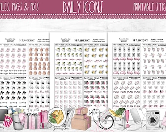Daily Icons | Glam Planner | Planner Icons | Icons | Planner Printables | Printable Planner Stickers | Planner Girl | Task Trackers