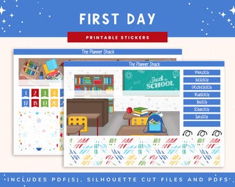 Printable First Day Of School Monthly | Happy Planner | School | Back To School | Printable Planner Stickers | Monthly View | Teacher