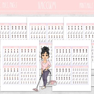 Afdrukbare vacuümplannerstickers | Vacuümdag | Schoonmaakdag | Functionaliteiten | Afdrukbare plannerstickers | Afdrukbare stickers | Trackers