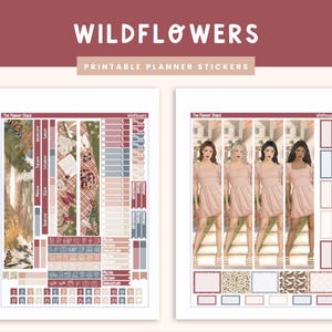 Printable Hobonichi Cousin Wildflowers Monthly | Summer | Fall |  Monthly Printable | Printable Planner Stickers | Monthly View