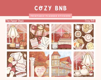 Printable Cozy BnB Weekly | Erin Condren | Vertical Weekly | Fall Weekly | Weekend getaway | Weekly | Printable Stickers | Fall | Vacation