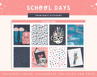 Printable School Days Weekly | Erin Condren | Vertical Layout | School | Digital Stickers | Planner Stickers | Elementary School | Teacher