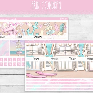 Mensile Vita da Spiaggia / Erin Condren / Mensile Estivo / Vista Mensile / Adesivi Planner Stampabili / Adesivi Stampabili / A5 Largo / Spiaggia