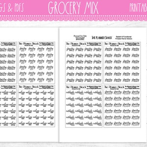 Lebensmittel Einkaufen | Schrift | Typografie | Folienfertig | Druckbare Planer Aufkleber | Planer Printables | Lebensmittelgeschäft Abholung | Abholung am Straßenrand