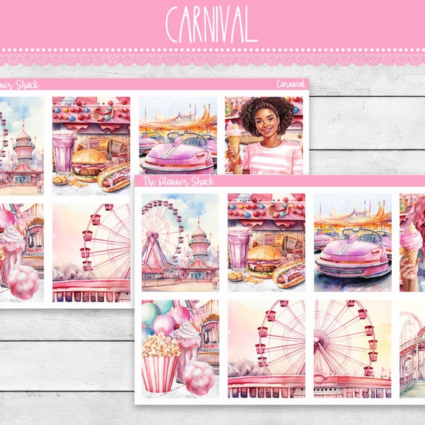 Printable Carnival Weekly | Erin Condren | Vertical Weekly | Carnival Weekly | Printable Planner Stickers | Printable Weekly | Summer Fun