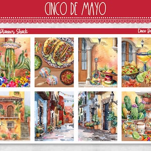 Imprimable Cinco De Mayo Weekly | Erin Condren | Hebdomadaire vertical | Mexique | Célébration | Cinco de Mayo | Stickers agenda imprimables | Hebdomadaire