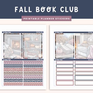 Duo quotidien imprimable 7 x 9 semaines | Club de lecture d'automne | Hebdomadaire d'automne | Stickers agenda imprimables | Duo quotidien à imprimer | Livres | Lecture image 3