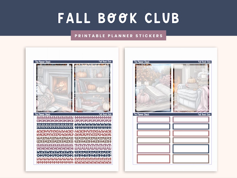 Duo quotidien imprimable 7 x 9 semaines | Club de lecture d'automne | Hebdomadaire d'automne | Stickers agenda imprimables | Duo quotidien à imprimer | Livres | Lecture image 3