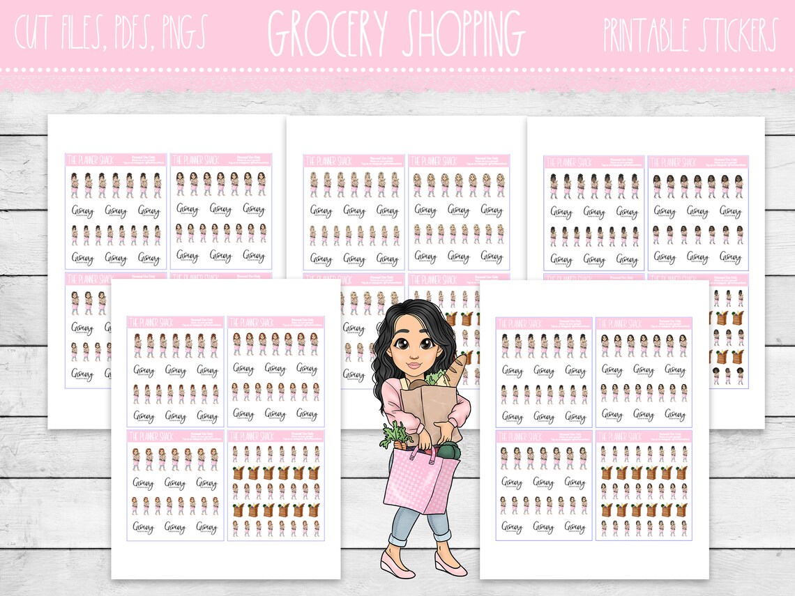 Printable Grocery Shopping Planner Stickers | Grocery Shopping ...