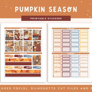 Calendario semanal imprimible de la temporada de calabazas / Erin Condren / Diseño vertical / Otoño / Calendario semanal de otoño / Pegatinas digitales / Pegatinas para agendas / Calabazas / imagen 2