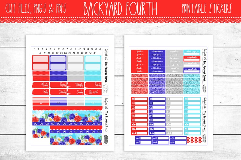 Backyard 4th DIY Erin Condren Planner Printables Printable Weekly Printable Planner Stickers Fourth Of July Independence Day
