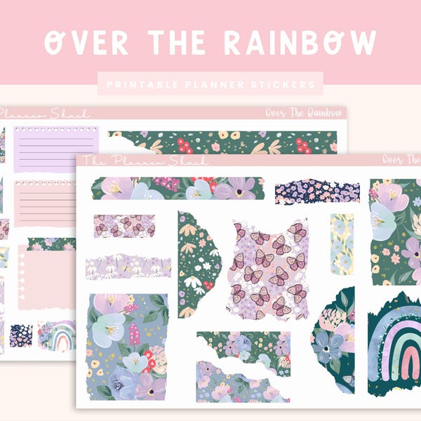 Printable Over The Rainbow Journaling Weekly | Jouraling Printables | Journaling Stickers |  Spring Journaling Stickers | Spring | Rainbows