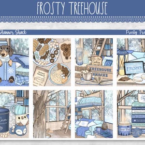 Frosty Treehouse Weekly imprimible / Erin Condren / Semanal vertical / Invierno / Semanal de invierno / Pegatinas de planificador imprimibles / Semanal imprimible