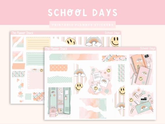Printable School Days Journaling Weekly | Jouraling Printables | Journaling Stickers | Printable Stickers | Back To School | School Journal