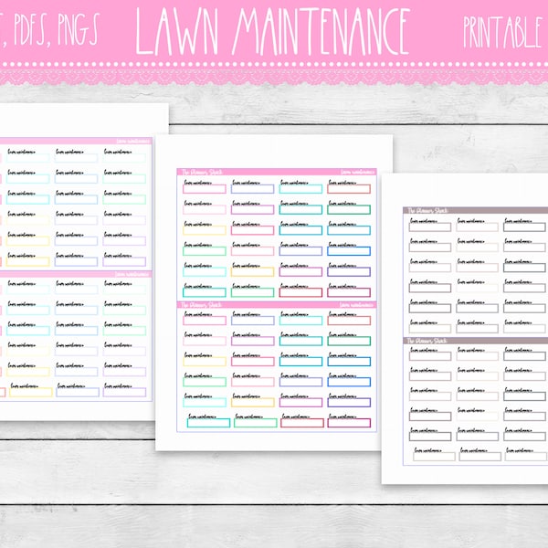 PRINTABLE Lawn Maintenance Trackers | Lawn Care | Weed Care | Functional Stickers | Erin Condren | Happy Planner | Vertical Planners