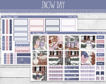 ほぼ日COUSINウィークリー印刷 | 雪の日ウィークリー | 冬 | 冬のウィークリー | 印刷可能なプランナーステッカー | ウィークリー印刷物