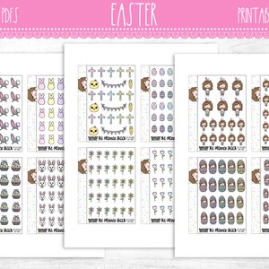 Mano disegnato Pasqua Gigi Ragazze Proprietà Exclusive (Esclusiva) Adesivi di pianificazione stampabili Stampabili di Planner Proprietà Spring . Proprietà Easter . Ragazza del pianificatore Diy