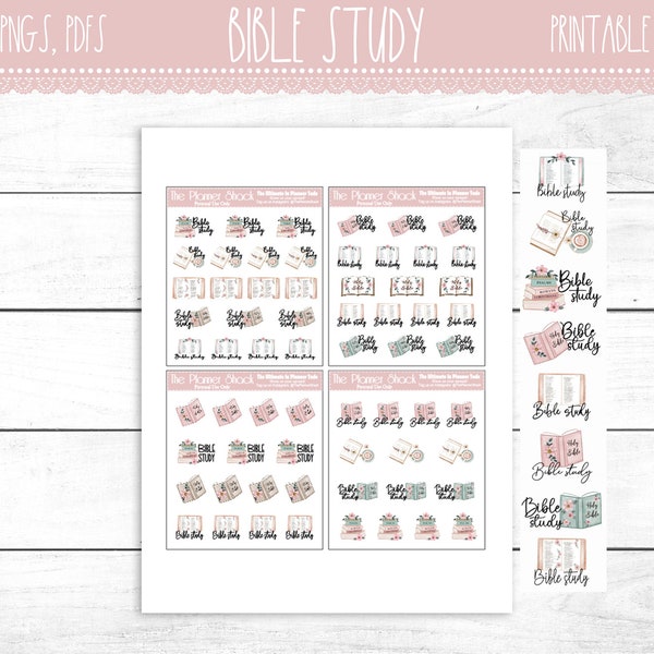 Bible Study | Devotions | Functional | Faith | Printable Planner Stickers | Planner Printables | Printable Stickers | Cut File | Christian