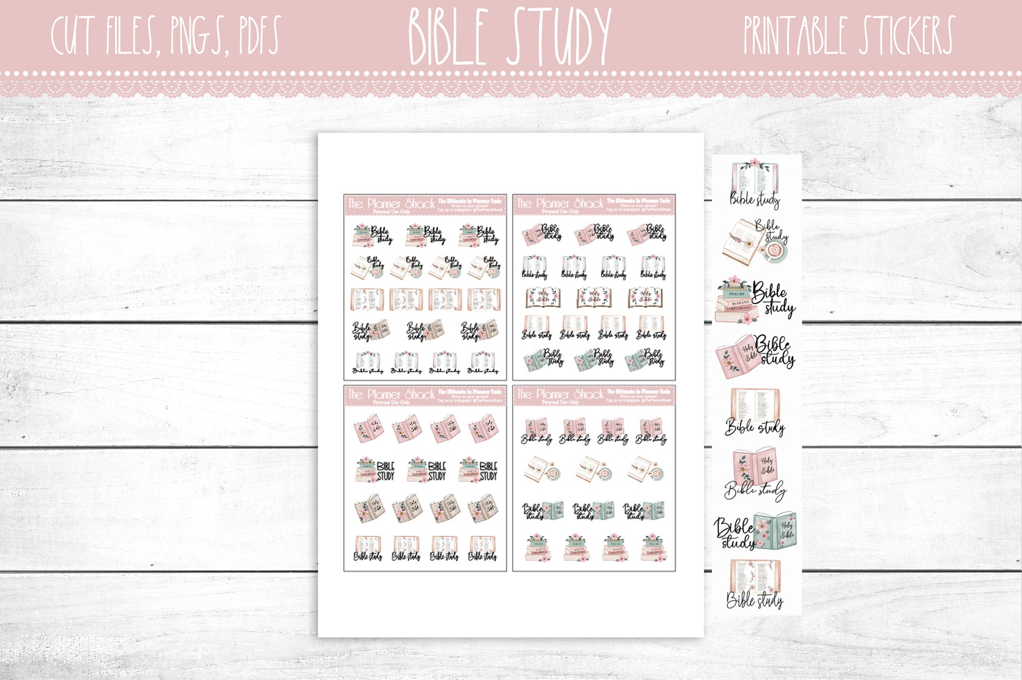 Bible Study | Devotions | Functional | Faith | Printable Planner Stickers | Planner Printables | Printable Stickers | Cut File | Christian