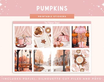 Printable Pumpkins Weekly | Erin Condren | Vertical Layout | Fall | Fall Weekly | Cute Autumn | Pumpkins | Digital Stickers | Printables