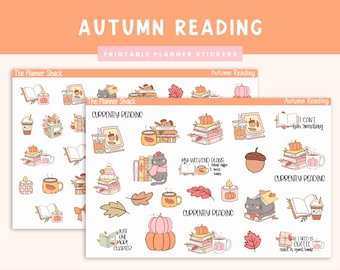 Druckbare Herbst Aufkleber | Herbst | Bücher | Bücherwurm | Bücherwurm | Druckbare Planer Aufkleber | Druckbare Aufkleber | Herbstbücher