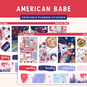 Printable American Babe Weekly | Happy Planner | 4th Of July | Summer Weekly | Carnival | Printable Planner Stickers | Weekly | Patriotic