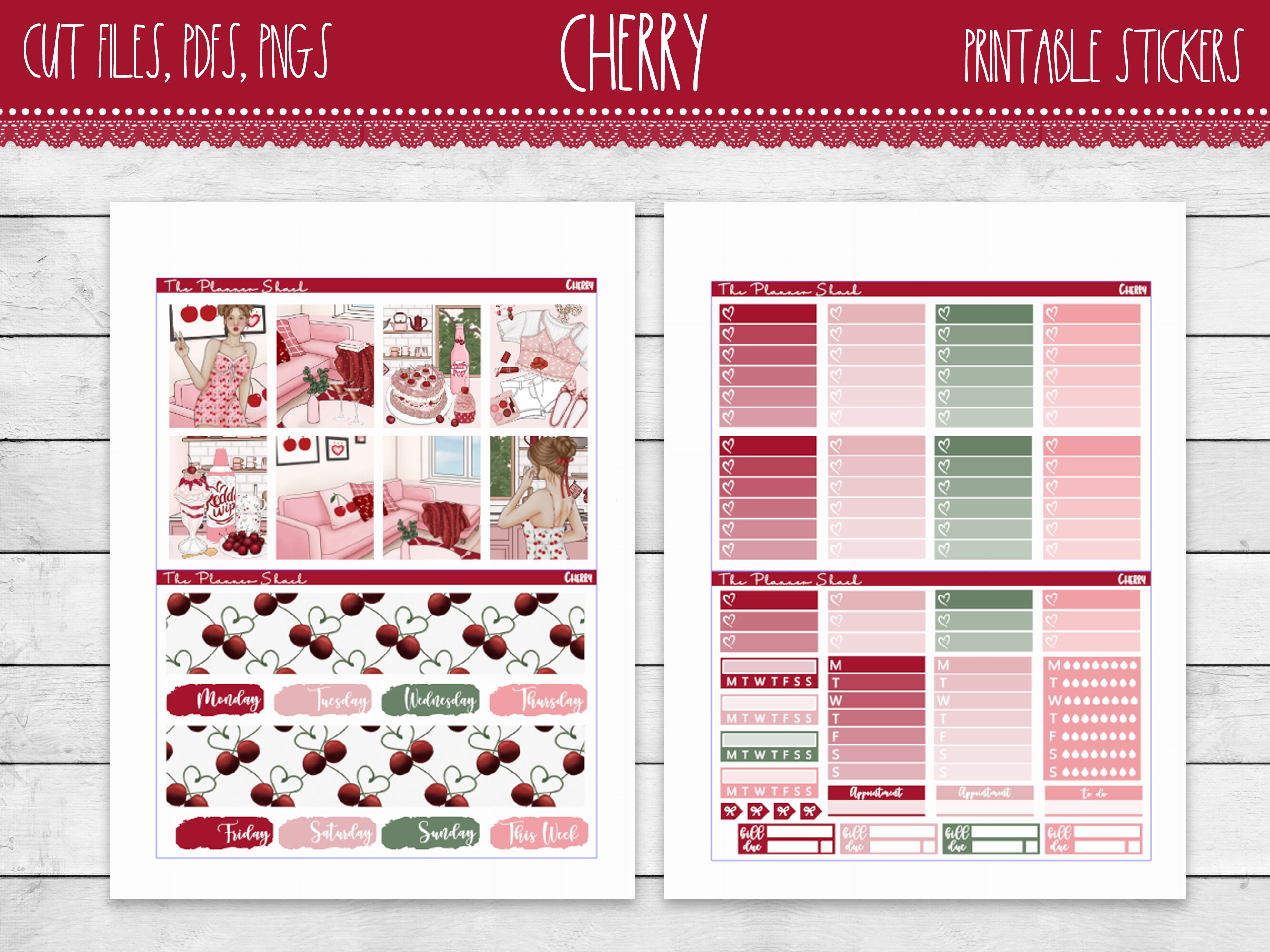 Cherry Vertical Planner Erin Condren Printable Planner | Etsy