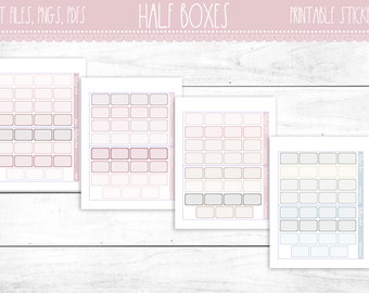 Half Boxes | Blush | Muted Pastels | Vertical | Erin Condren | Happy Planner | Printable Planner Stickers | Functional Printables | Cut File