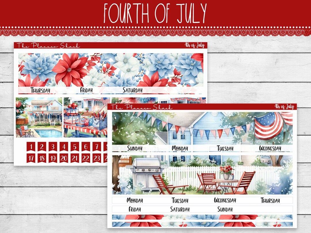 Printable 4th of July Monthly | Erin Condren | A5 Wide | 4th of July ...